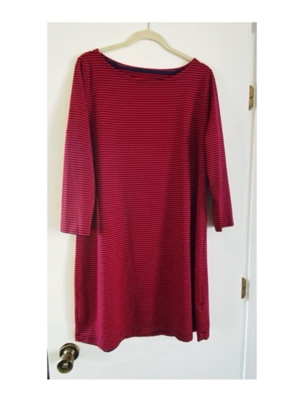 VINEYARD VINES Red and Navy Blue Striped Sankaty Long Sleeve Dress Size XL - Picture 4 of 6